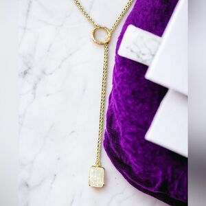 Moonstone Lariat Gold Necklace